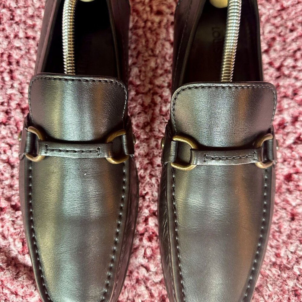 Louis Vuitton Loafers – Dark Brown Leather with Antique Brass Hardware Size 7